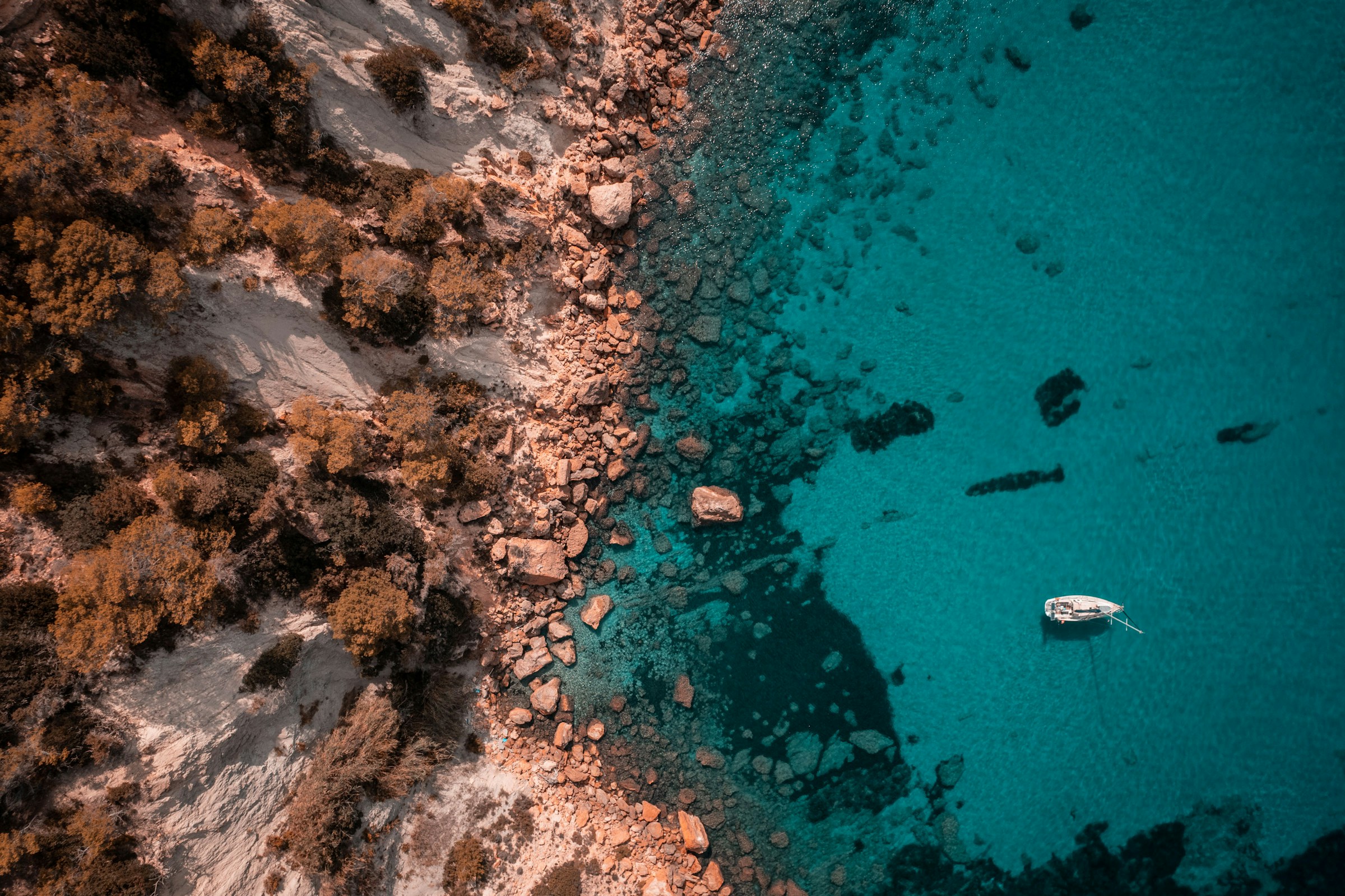 The sea and rocks overlooking Ibiza 